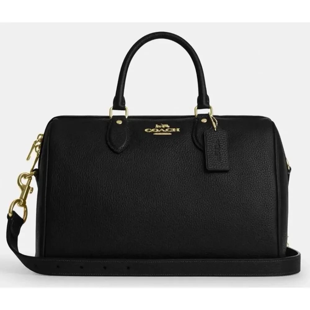 COACH Rowan Large Satchel Bag, BLACK/GOLD; RARE ITEM!!
